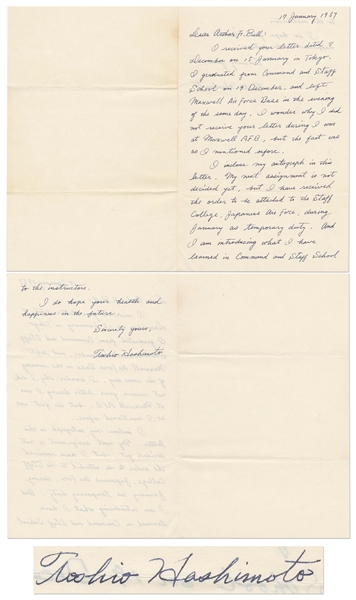 Autograph Letter Signed by Toohio Hashimoto, One of the Japanese Pilots Who Bombed Pearl Harbor