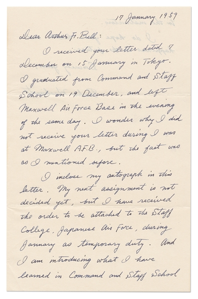 Autograph Letter Signed by Toohio Hashimoto, One of the Japanese Pilots Who Bombed Pearl Harbor