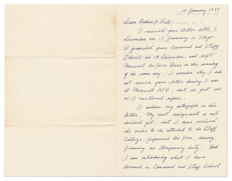Autograph Letter Signed by Toohio Hashimoto, One of the Japanese Pilots Who Bombed Pearl Harbor