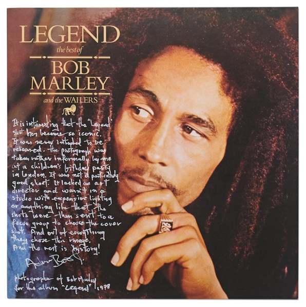 Bob Marley and the Wailers ''Legend'' Album, Signed by the Photographer Who Explains How He Captured the Iconic Shot of Marley