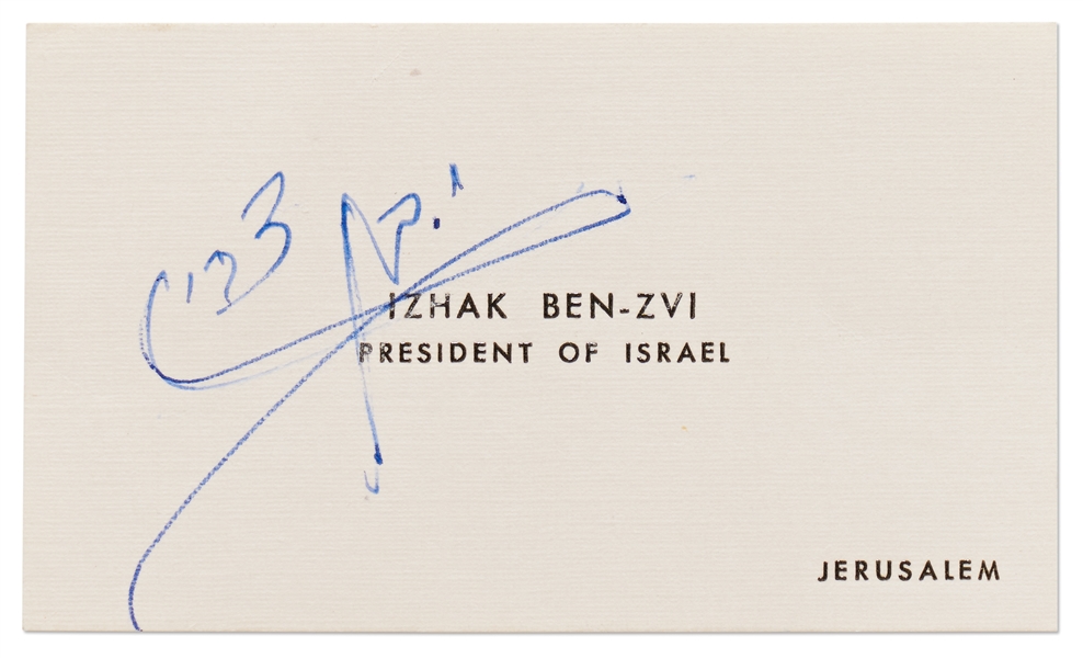 Izhak Ben-Zvi Signed Business Card as President of Israel