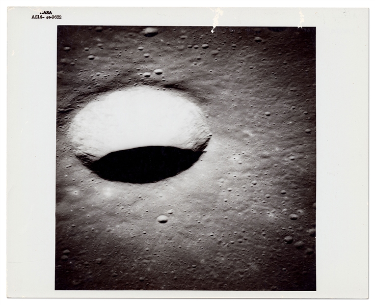 Apollo 14 Black-Numbered Photo of the Lansberg B Crater on the Lunar Surface