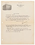 Harry Houdini Letter Signed -- ''...get March number of Weird Stories, but dont read it before retiring. Unless you would like to spend a sleepless hour after reading...''