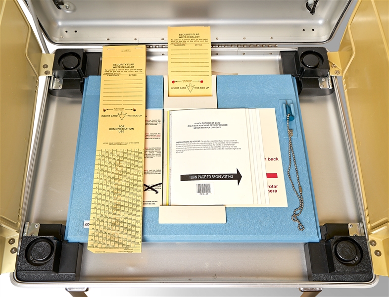Florida Voting Machine for the 2000 Presidential Election -- Includes Stack of ''Hanging Chad'' Ballots