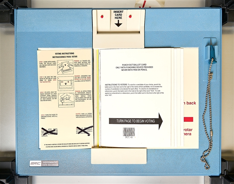 Florida Voting Machine for the 2000 Presidential Election -- Includes Stack of ''Hanging Chad'' Ballots