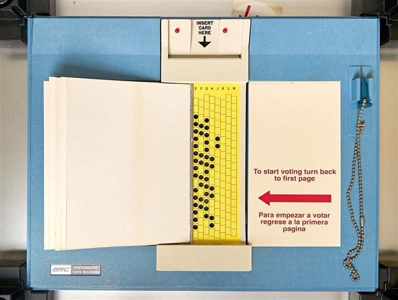 Florida Voting Machine for the 2000 Presidential Election -- Includes Stack of ''Hanging Chad'' Ballots