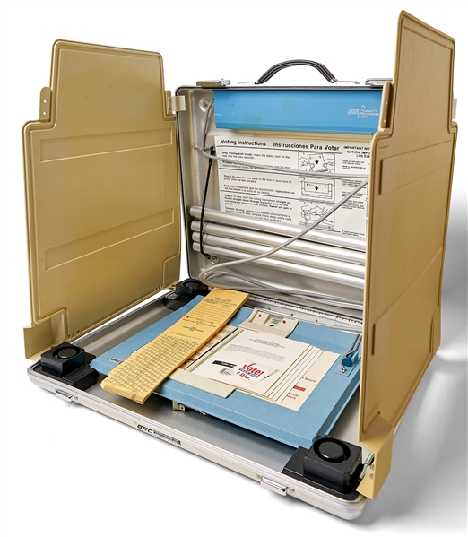 Florida Voting Machine for the 2000 Presidential Election -- Includes Stack of ''Hanging Chad'' Ballots