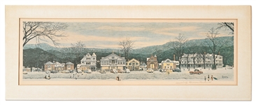 Norman Rockwell Signed Print of His Beloved Piece ''Stockbridge Main Street at Christmas''