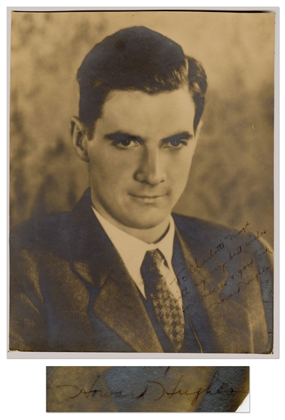 Large Howard Hughes Signed 10.5'' x 13.5'' Photo -- Rare Signed Photo by the Notoriously Reclusive Entrepreneur