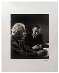 Alfred Eisenstaedt Signed 16 x 20 Photograph of His Portrait of Albert Einstein and Robert Oppenheimer Together, Published in LIFE Magazine