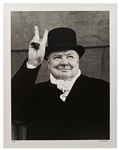 Alfred Eisenstaedt Signed 11 x 14 Limited Edition Photograph of Winston Churchill Giving His Iconic V for Victory Symbol