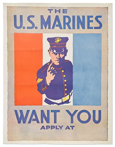 Original U.S. Marines Recruitment Poster from 1917 During World War I