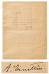 Albert Einstein Letter Signed to Photographer Sanford Roth -- ...I liked best the one of the head only...
