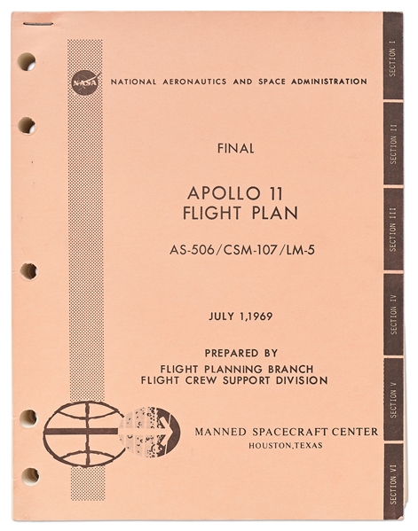 Original Apollo 11 Final Flight Plan from 1 July 1969