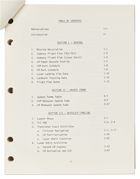 Original Apollo 11 Final Flight Plan from 1 July 1969
