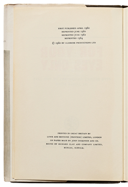Ian Fleming Signed Copy of ''For Your Eyes Only'' -- Signed Without Inscription