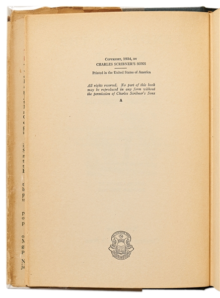 F. Scott Fitzgerald First Edition, First Printing of ''Tender is the Night'' -- Housed in Rare Original Dust Jacket