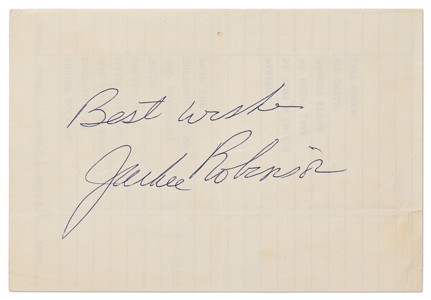 Large Jackie Robinson Signature Without Inscription -- With PSA COA