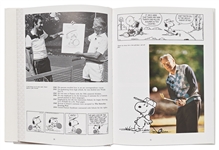 Charles Schulz Signed Snoopy Sketch, Drawn Within a First Edition of the Large Coffee Table Book ''40 Years Life and Art''
