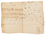 Thomas Danforth Autograph Manuscript Signed From 1690 -- Danforth Served as Deputy Governor of the Massachusetts Bay Colony and Questioned Several Women Accused of Witchcraft in the Salem Witch Trials