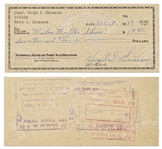 Gus Grissom Lot of Five Checks Signed ''Virgil I. Grissom'' and Completed in His Hand -- With Grissom Family LOA