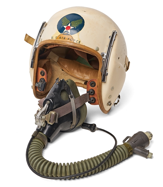 Gus Grissom's Personally Owned U.S. Air Force Flight Helmet and Oxygen Mask -- With Grissom Family LOA