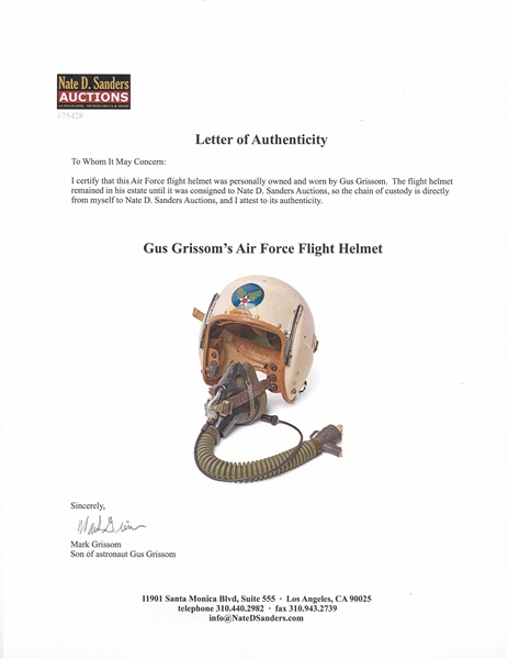 Gus Grissom's Personally Owned U.S. Air Force Flight Helmet and Oxygen Mask -- With Grissom Family LOA