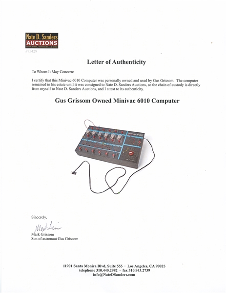 Gus Grissom's Personally Owned Minivac 6010 Computer -- With Grissom Family LOA