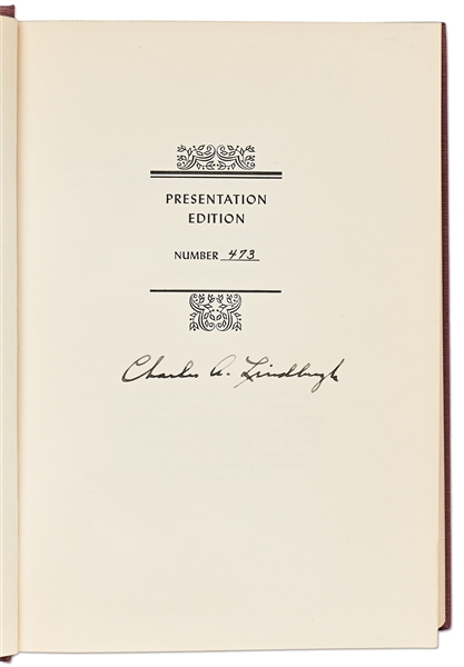 Charles Lindbergh Signed Presentation Limited Edition of ''The Spirit of St. Louis'' -- Without Inscription