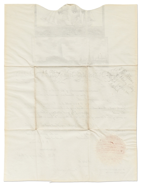 John Quincy Adams Ship's Papers Signed as President -- Countersigned by Henry Clay as Secretary of State