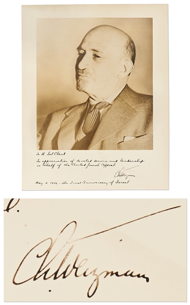 Chaim Weizmann Photo Signed as President of Israel -- Large Photo Measures 11'' x 13.875''