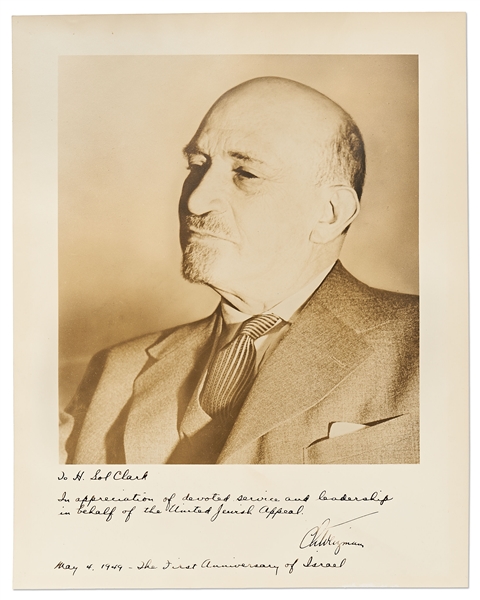 Chaim Weizmann Photo Signed as President of Israel -- Large Photo Measures 11'' x 13.875''