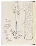 Shel Silverstein Large Hand-Drawn Sketch Within a Signed First Edition of ''Falling Up'' -- Silverstein Draws a Boy Having His Hair Erased by a No. 2 Pencil