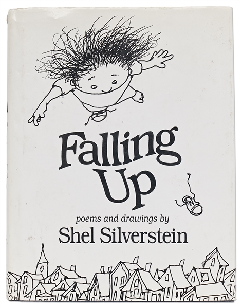 Shel Silverstein Large Hand-Drawn Sketch Within a Signed First Edition of ''Falling Up'' -- Silverstein Draws a Boy Having His Hair Erased by a No. 2 Pencil
