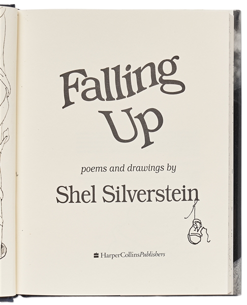 Shel Silverstein Large Hand-Drawn Sketch Within a Signed First Edition of ''Falling Up'' -- Silverstein Draws a Boy Having His Hair Erased by a No. 2 Pencil