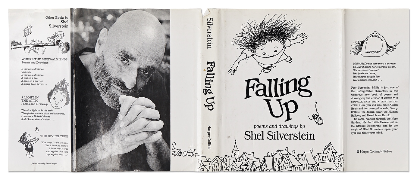 Shel Silverstein Large Hand-Drawn Sketch Within a Signed First Edition of ''Falling Up'' -- Silverstein Draws a Boy Having His Hair Erased by a No. 2 Pencil