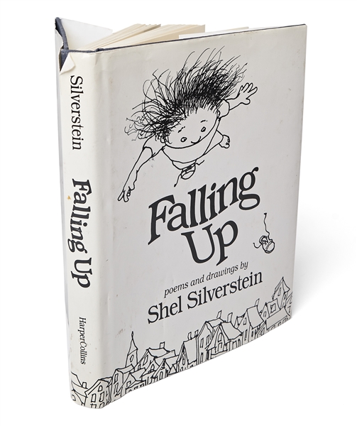 Shel Silverstein Large Hand-Drawn Sketch Within a Signed First Edition of ''Falling Up'' -- Silverstein Draws a Boy Having His Hair Erased by a No. 2 Pencil