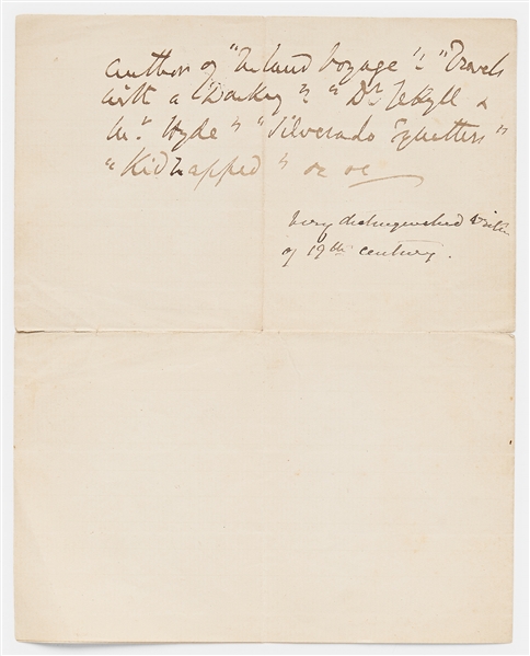 Robert Louis Stevenson Autograph Letter Signed -- ''...in the Sabbath morn you can stop it off...''
