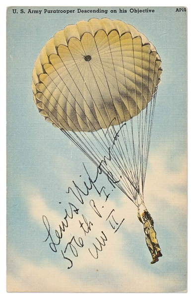 Lewis Nixon III Signed Postcard of a U.S. Army Paratrooper