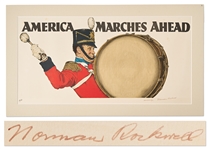 Norman Rockwell Signed Artist Proof Lithograph of America Marches Ahead -- Large Lithograph Completed in 1975 After Nixons Resignation