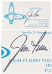 Jim Irwin Signed Business Card for the High Flight Foundation
