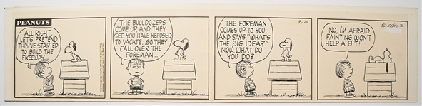 Original Charles Schulz Hand-Drawn Peanuts Comic Strip from 1960 -- Snoopy Might Lose His Dog House to Eminent Domain