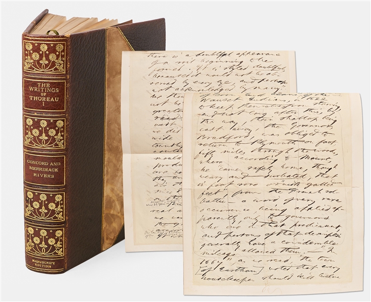 Henry David Thoreau Handwritten & Edited Draft from ''Cape Cod'' Within the Limited Edition of His Writings -- ''...All sands are here called 'beaches,' whether they are waves of water or of air...''