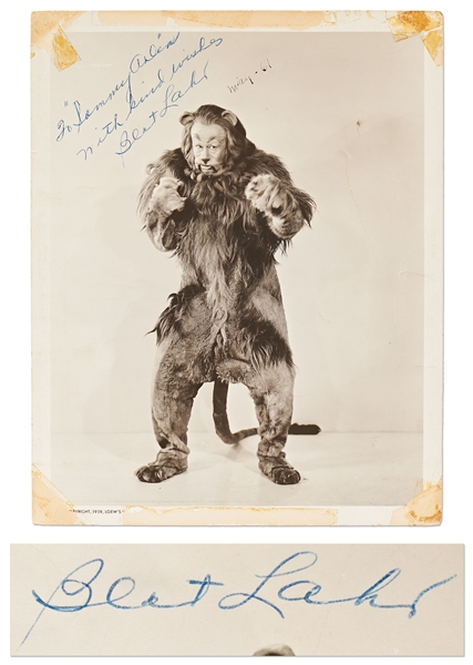 Bert Lahr Signed 8'' x 10'' Photo as the Lion from ''The Wizard of Oz'' -- An Iconic Image of the Cowardly Lion Looking for a Fight