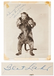 Bert Lahr Signed 8 x 10 Photo as the Lion from The Wizard of Oz -- An Iconic Image of the Cowardly Lion Looking for a Fight