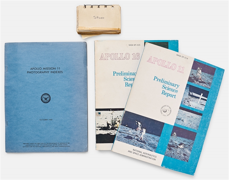 Intriguing Lot of NASA Items Including Checklist Cue Cards, Possibly for Mercury-Atlas 9, Belonging to Early NASA Manager
