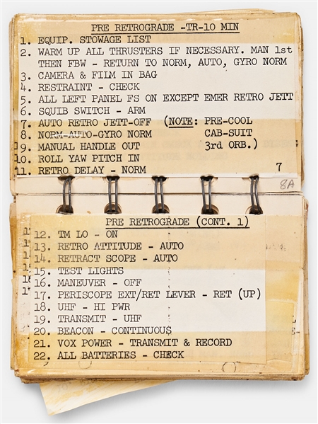 Intriguing Lot of NASA Items Including Checklist Cue Cards, Possibly for Mercury-Atlas 9, Belonging to Early NASA Manager