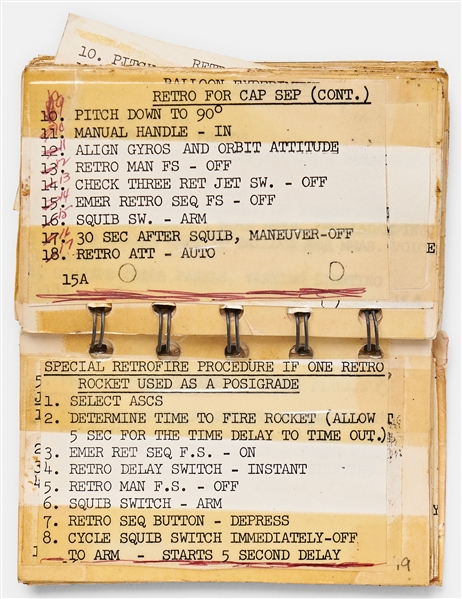 Intriguing Lot of NASA Items Including Checklist Cue Cards, Possibly for Mercury-Atlas 9, Belonging to Early NASA Manager