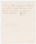 Napoleon Bonaparte Letter Signed ''Napoleon''