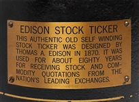 Thomas Edison's Universal Self-Winding Stock Ticker -- With Original Glass Dome